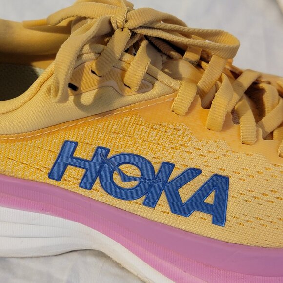 Hoka One One Bondi 8 ‘Impala/Cyclamen Running Gym Training Women’s Sz 5B Yellow - Picture 3 of 15